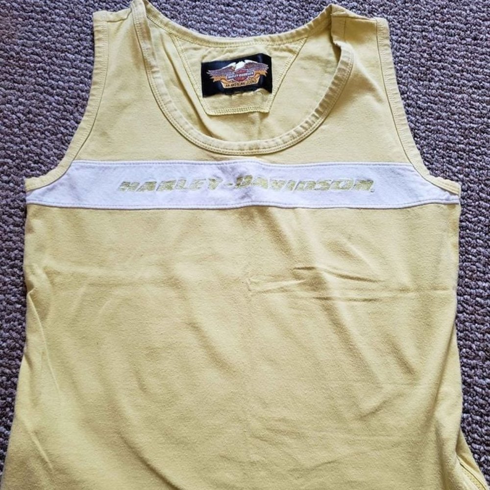 Harley-Davidson Motorcycles Tank Top Yellow Green White Small